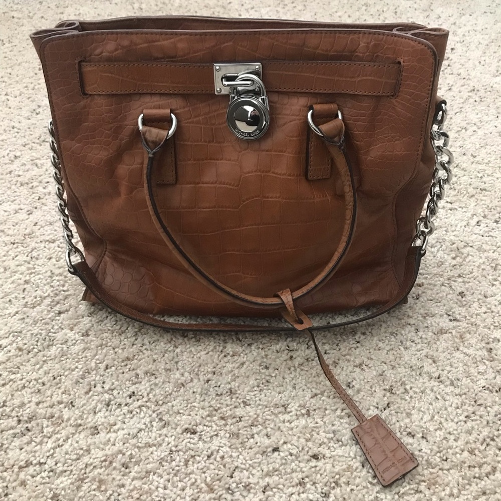 Michael Kors Brown Leather Crocodile Purse